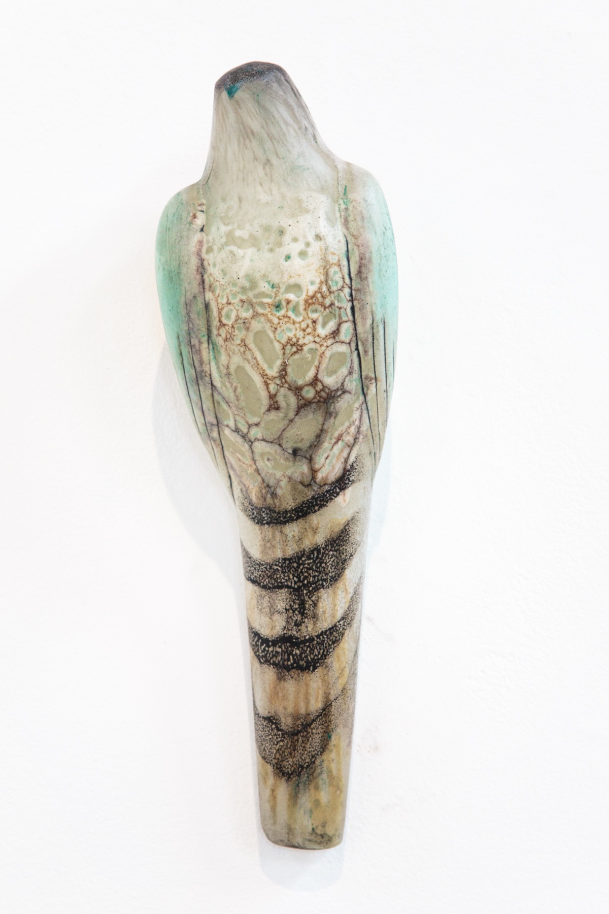  “Celadon Lace Wall Bird,” 2018 Hand blown pigmented glass 16 x 5 x 4 inches 