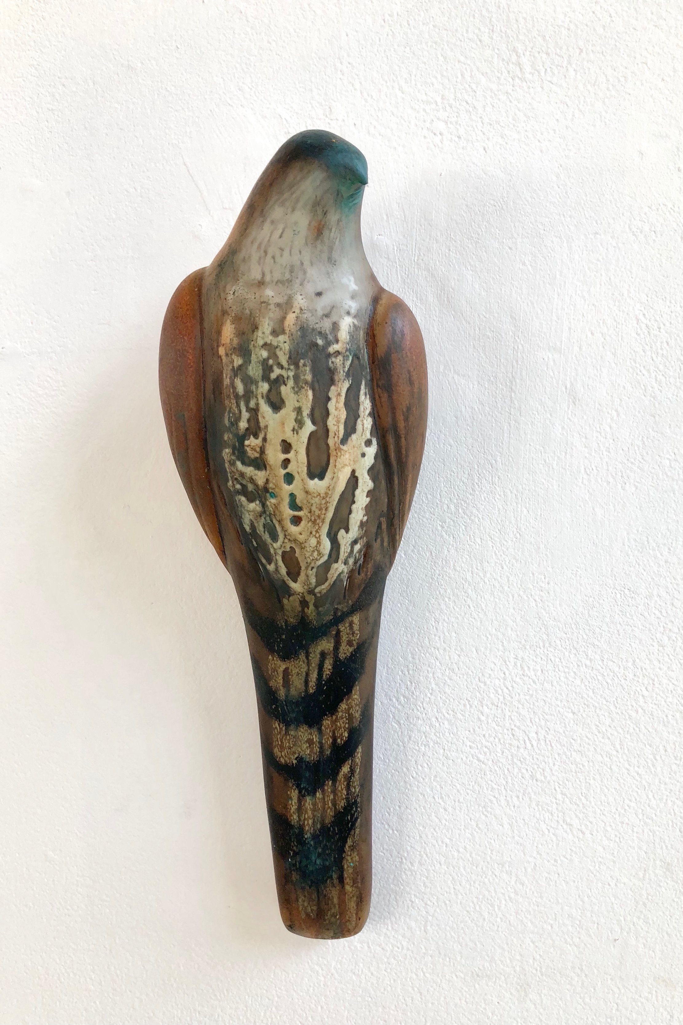  “Sienna Lace Chest Bird,” 2019  Handblown pigmented glass 16 x 3 x 5 inches 