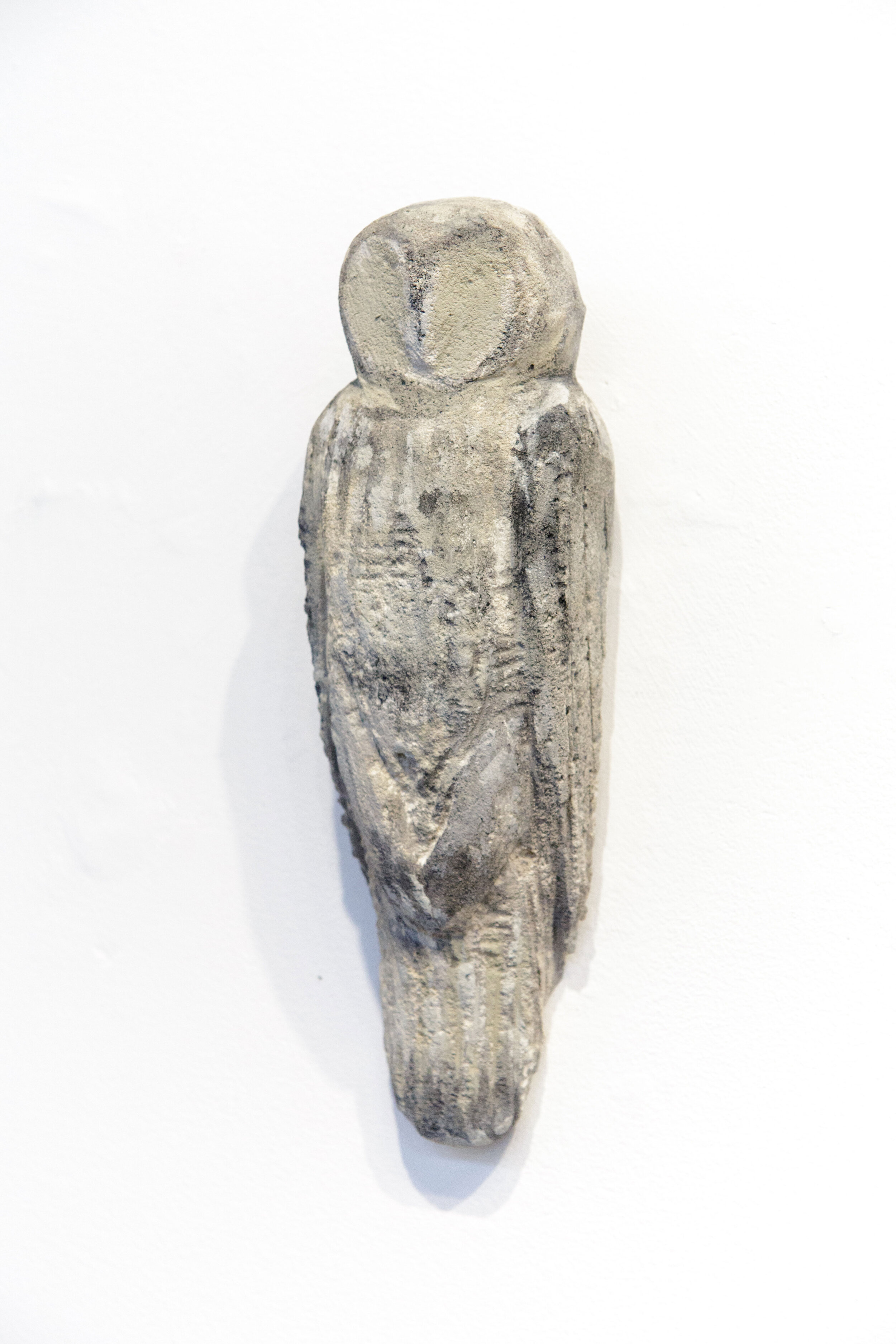  “Patterson Owl,” 2019  Limestone, pigment and sumi ink 13 x 4 x 4 inches 