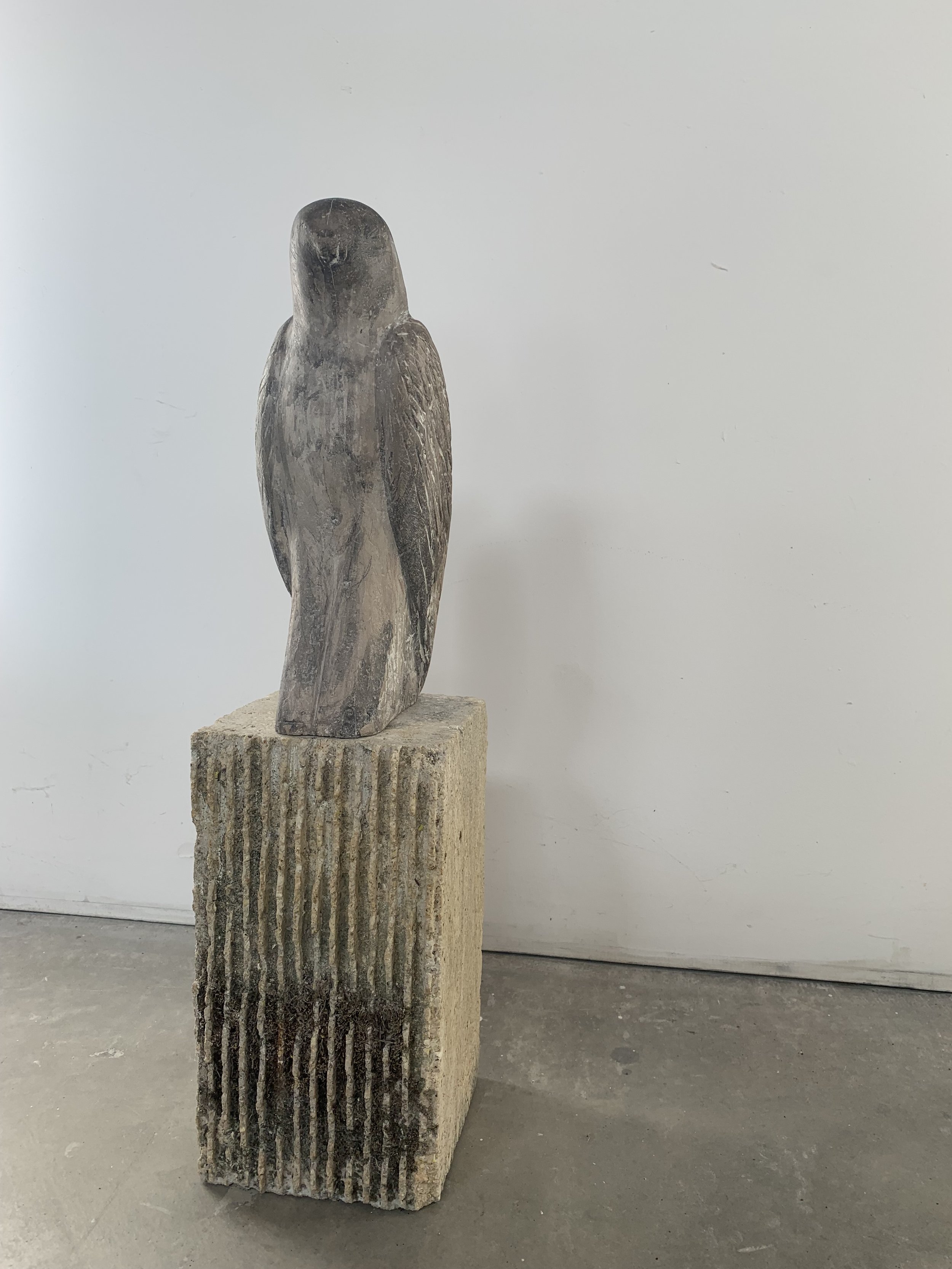  “Solstice Bird,” 2021 Classique white on fossil stone 23 x 6 x 6 