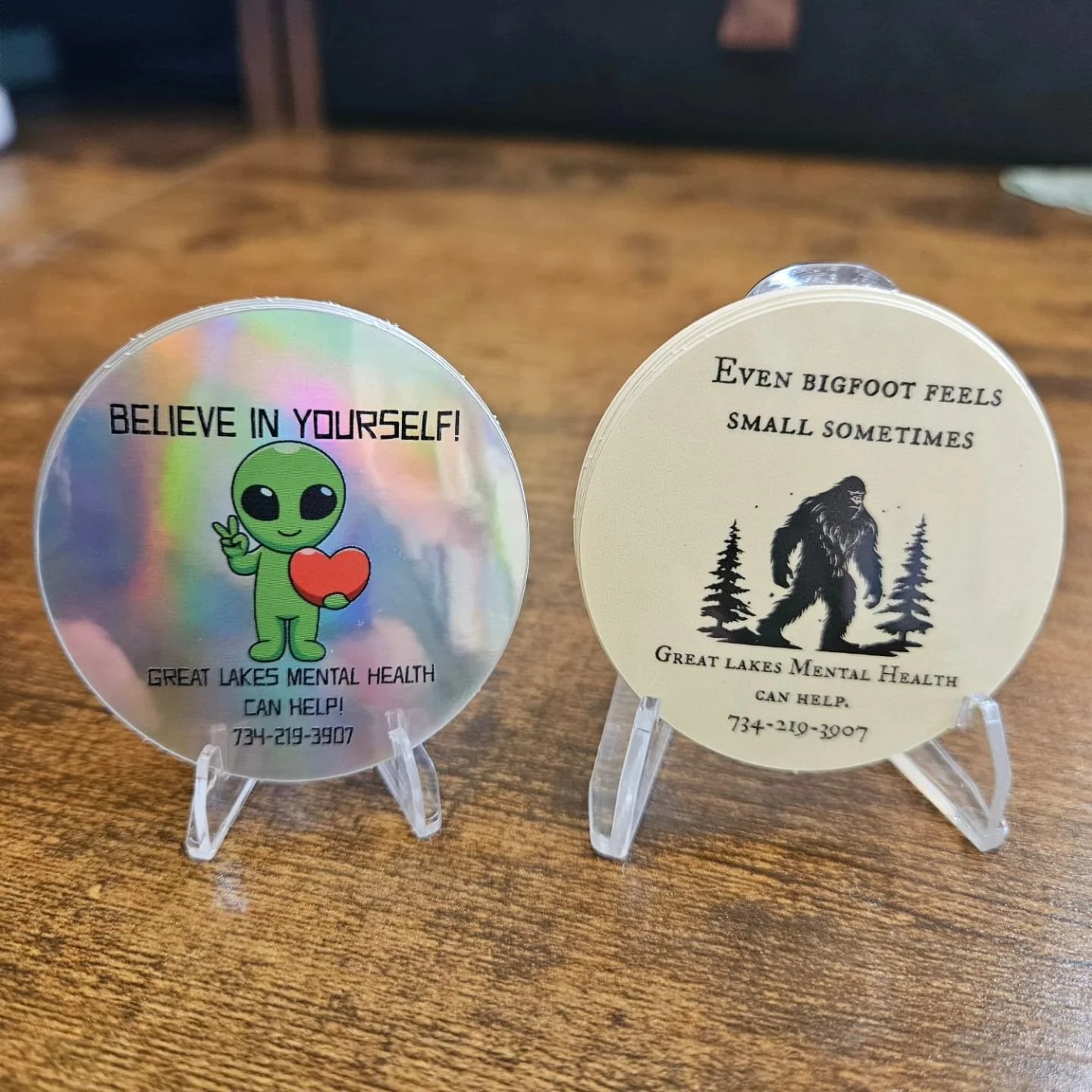 We are having some fun with a few cryptid-themed stickers to give away in our waiting room and at events. Mental health is serious business, but it's okay to have a little fun, too! 

#glmh #fatfriendlytherapist #annarbor #annarbormichigan #dextermi 