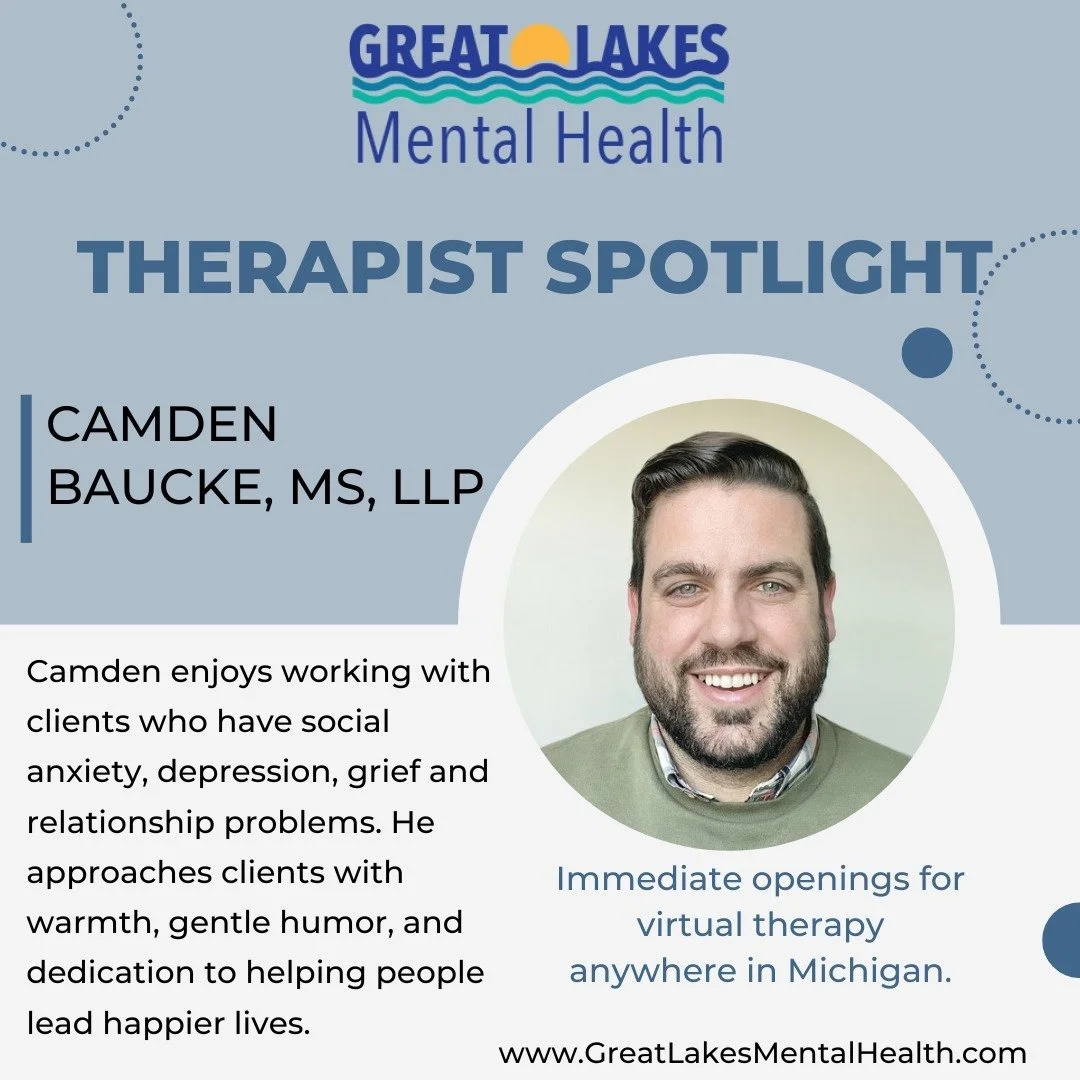 Meet Camden Baucke! He is our resident social anxiety specialist. He loves working with folks who are struggling socially. He uses scientifically supported treatments including cognitive behavioral therapy and acceptance and commitment therapy. Clien
