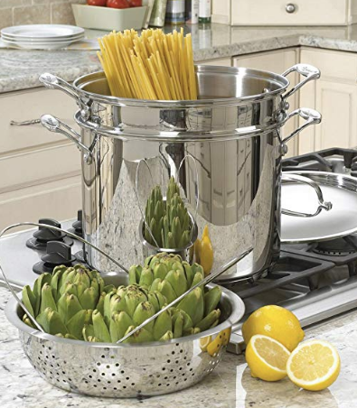 Large Pot with Pasta and Steamer Baskets