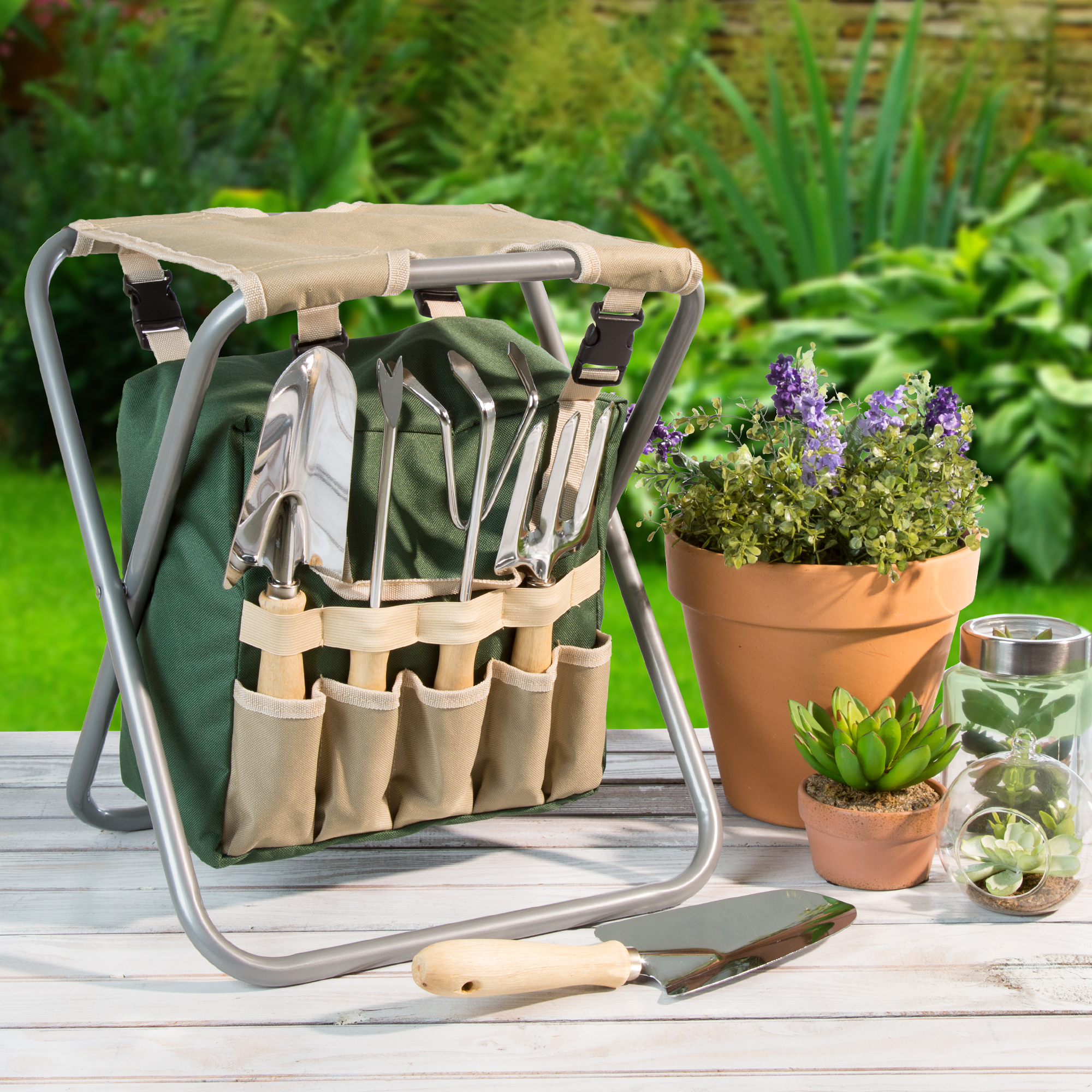 Garden Stool with Tool Bag