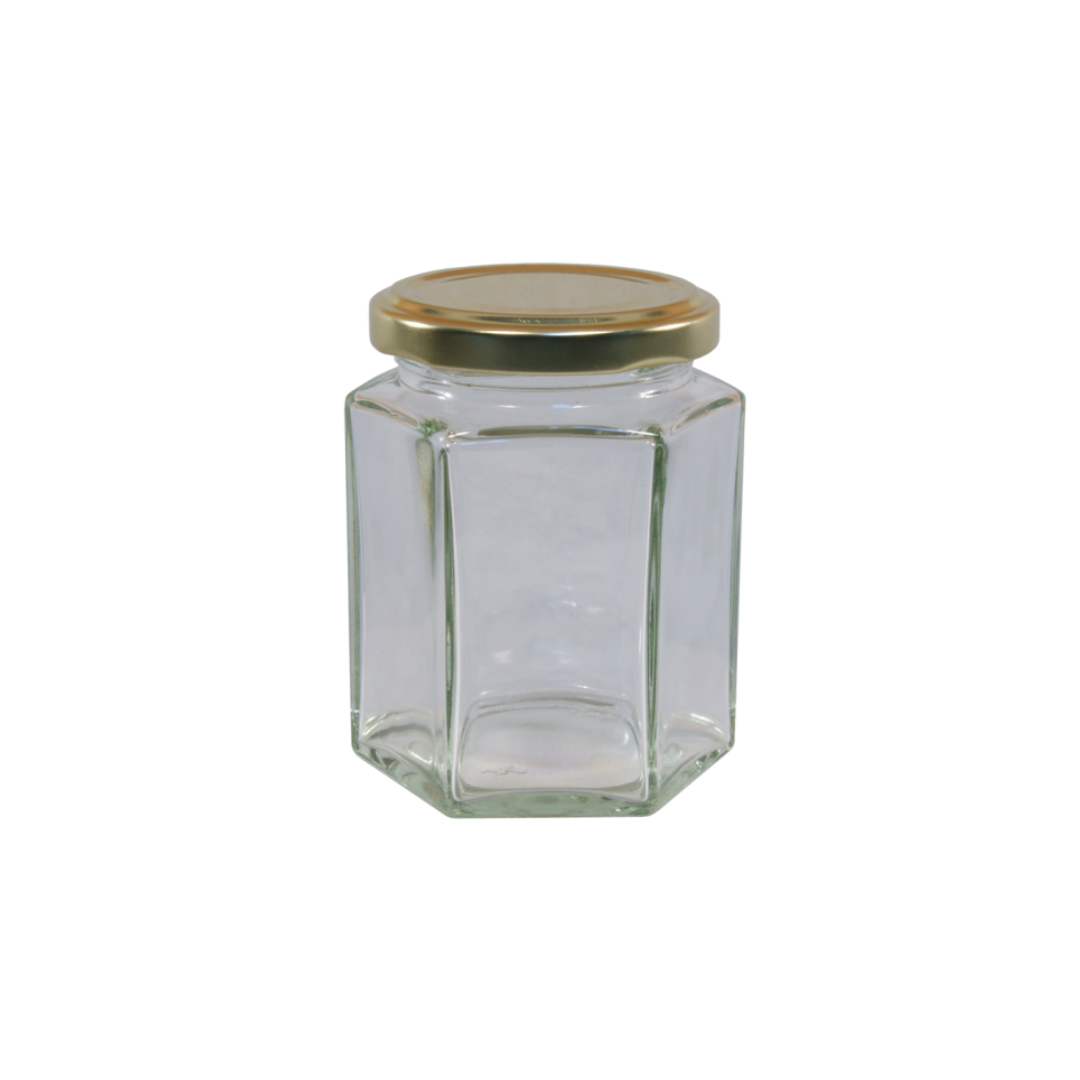 12oz Hexagonal Glass Jar — HS French Flint Ltd - The Glass Container ...