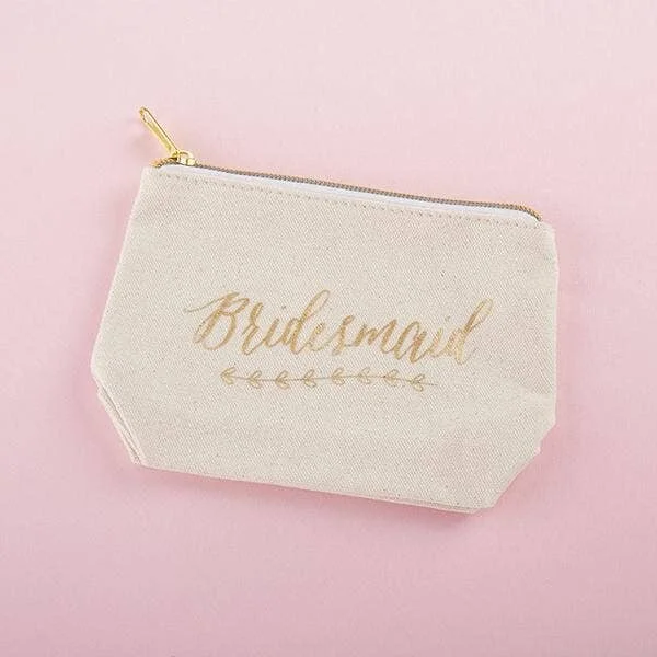 Gold Foil Bridesmaid Canvas Makeup Bag