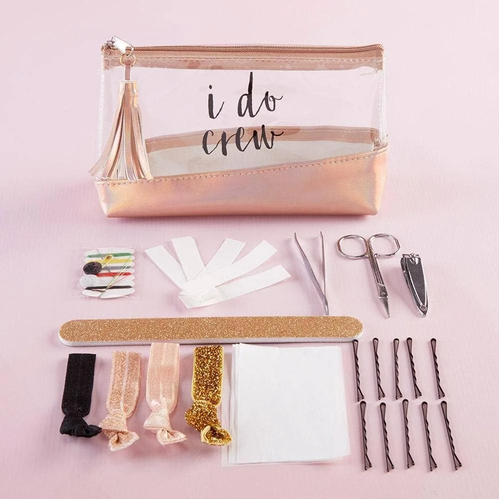 I Do Crew Clear and Rose Gold Bag Survival Kit
