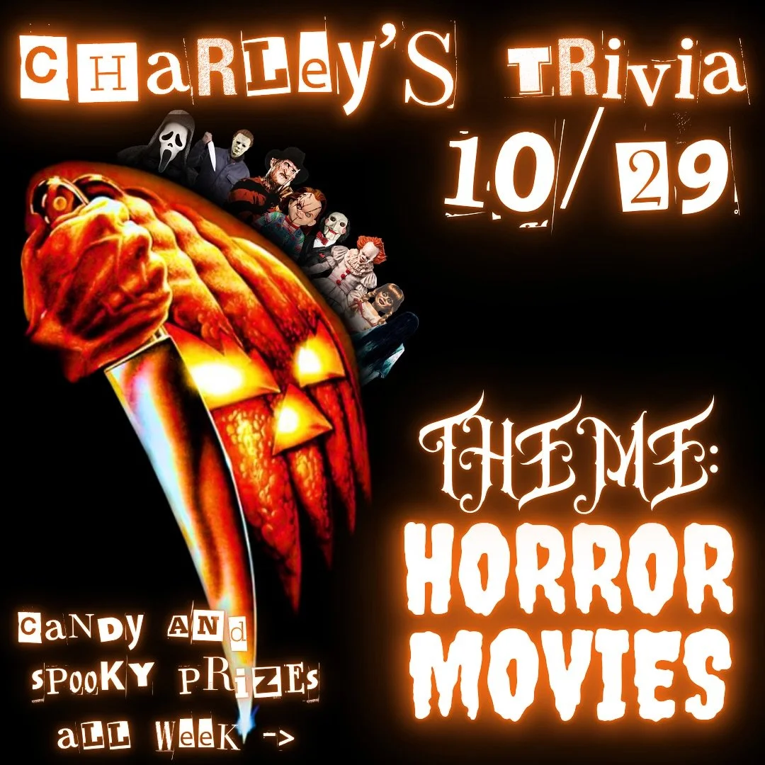 HORROR MOVIE TRIVIA TONIGHT 🍿💀🎃

CANDY AND SPOOKY PRIZES 🤩 (swipe for the sneak peek!)