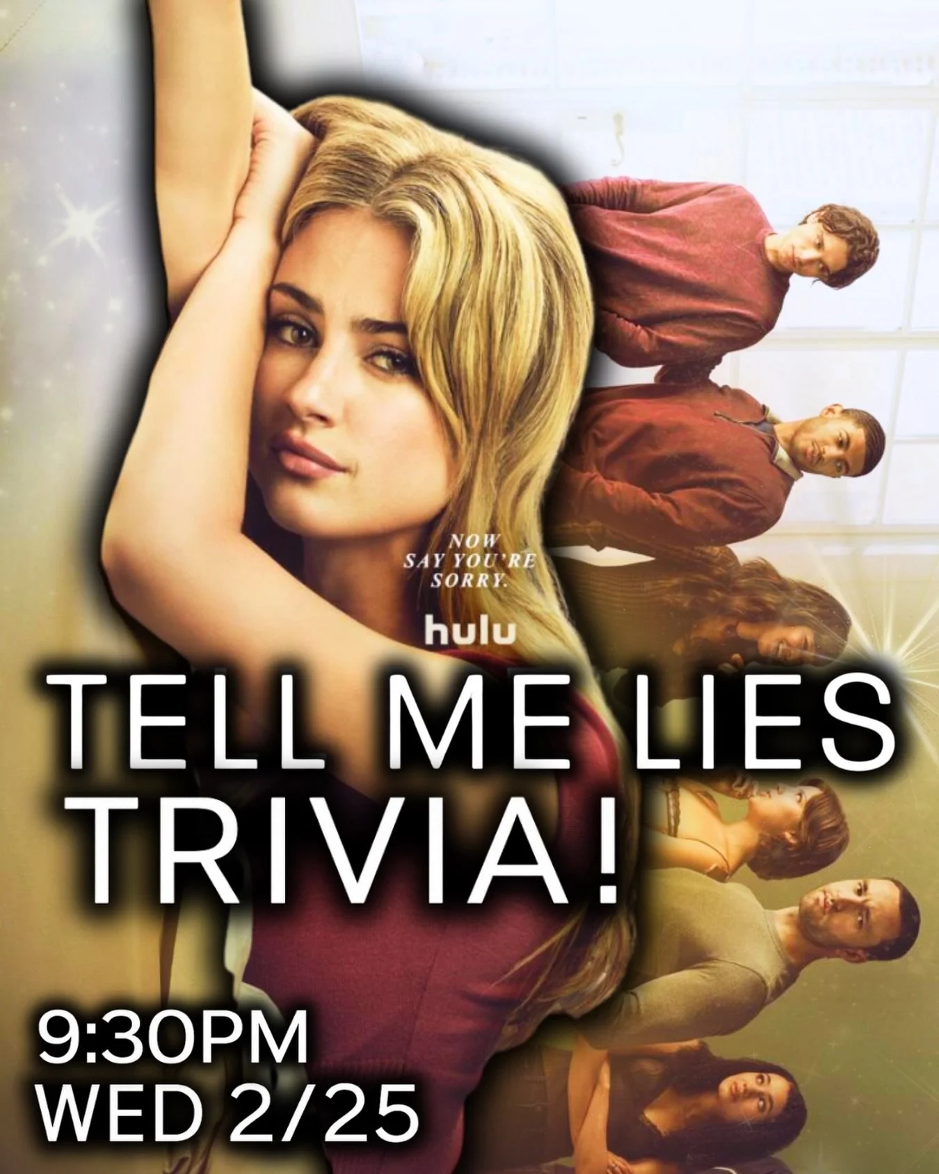 TELL ME LIES TRIVIA AT CHARLEY&rsquo;S 🤫🤐
WED 2/25, 9:30PM 🤩

Reservations go up on LineLeap at 9AM every Monday ✏️
Table seating for trivia starts at 7:30PM every Wednesday ✅