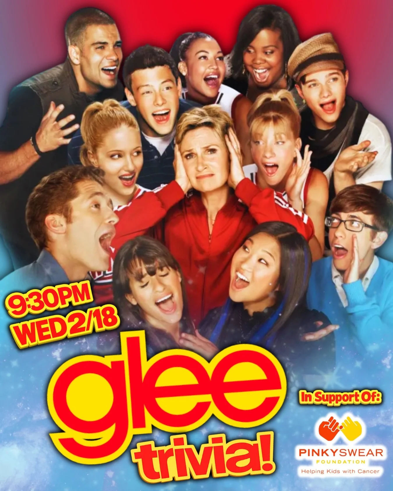 GLEE TRIVIA AT CHARLEY&rsquo;S 🎙️🤩

We&rsquo;re donating a portion of proceeds this Wednesday 2/18! Our friends @pspack_umich work with @pinkyswearfoundation to provide financial support for kids with cancer, and we&rsquo;re here to help 💛

Reserv