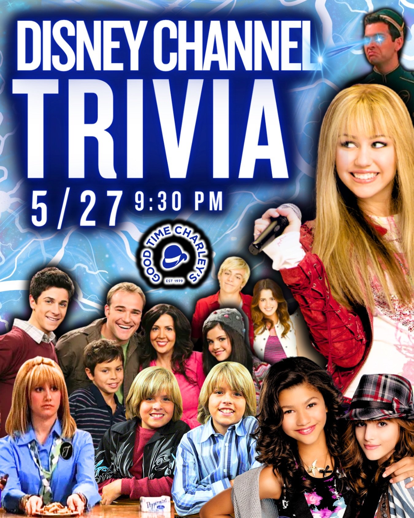 DISNEY CHANNEL TRIVIA AT CHARLEY&rsquo;S!!!! 🎙️🪄💙
WED 5/27, 9:30PM 🕰️

Reservations go up on LineLeap at 9AM every Monday ✅
Table seating for trivia starts at 7:30PM every Wednesday ✏️