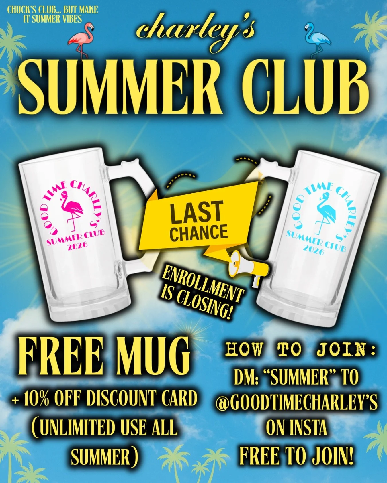 SUMMER CLUB ENROLLMENT IS CLOSING ‼️🚨⏰

We&rsquo;re giving away FREE SUMMER CLUB MUGS and UNLIMITED USE 10% OFF DISCOUNT CARDS to everyone who DMs us &ldquo;summer&rdquo; 🤝🥹

It&rsquo;s free-er than free, but we can&rsquo;t do it all summer becaus