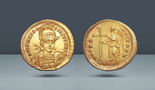 Roma imparatorluğu.  Theodosius II.  402-450 AD.  Konstantinopolis, c.  420-421