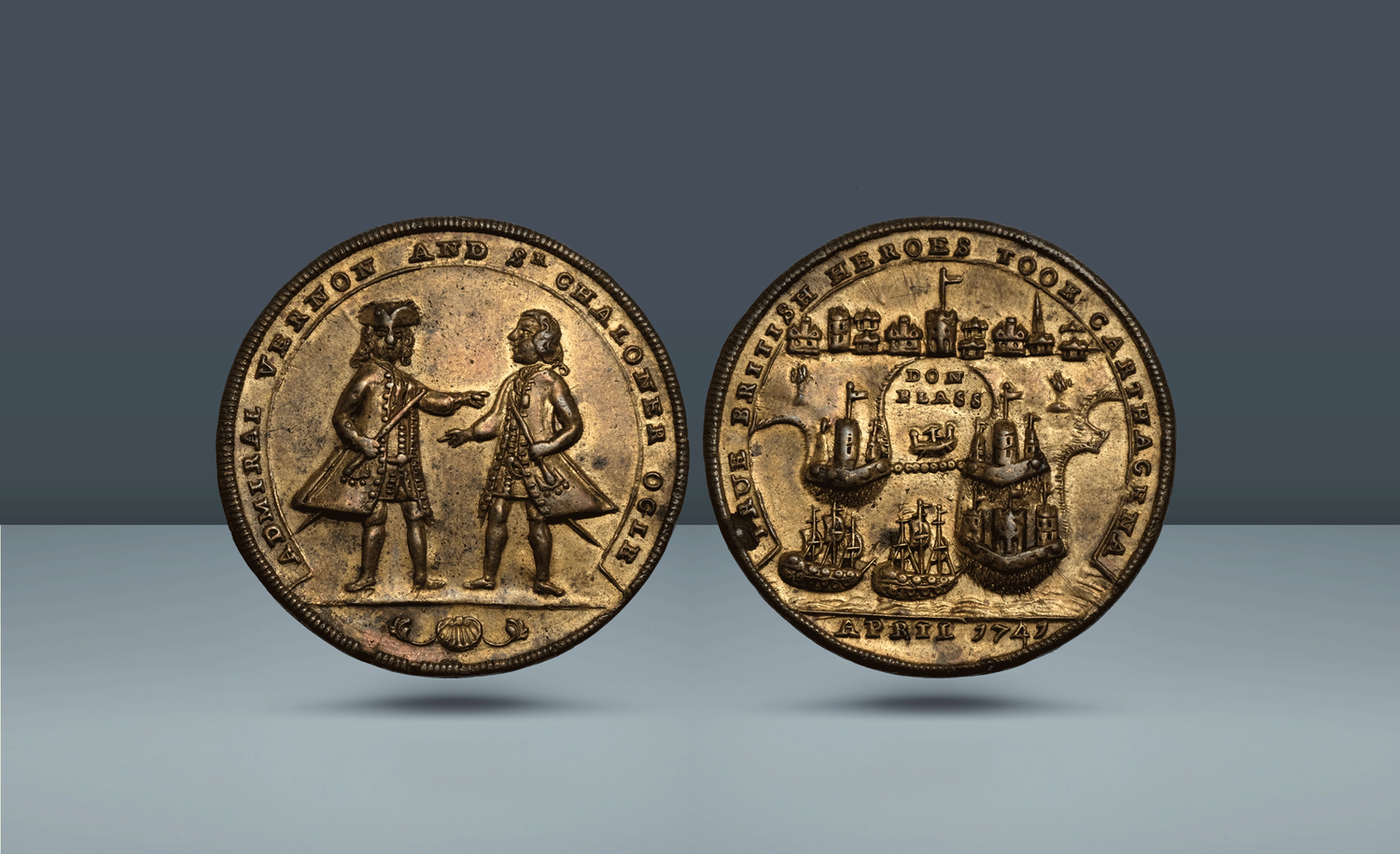 超希少 British Historical Medals アンティーク England, Admiral Vernon Medal Cartagena. George II, 1727-1760 AD
