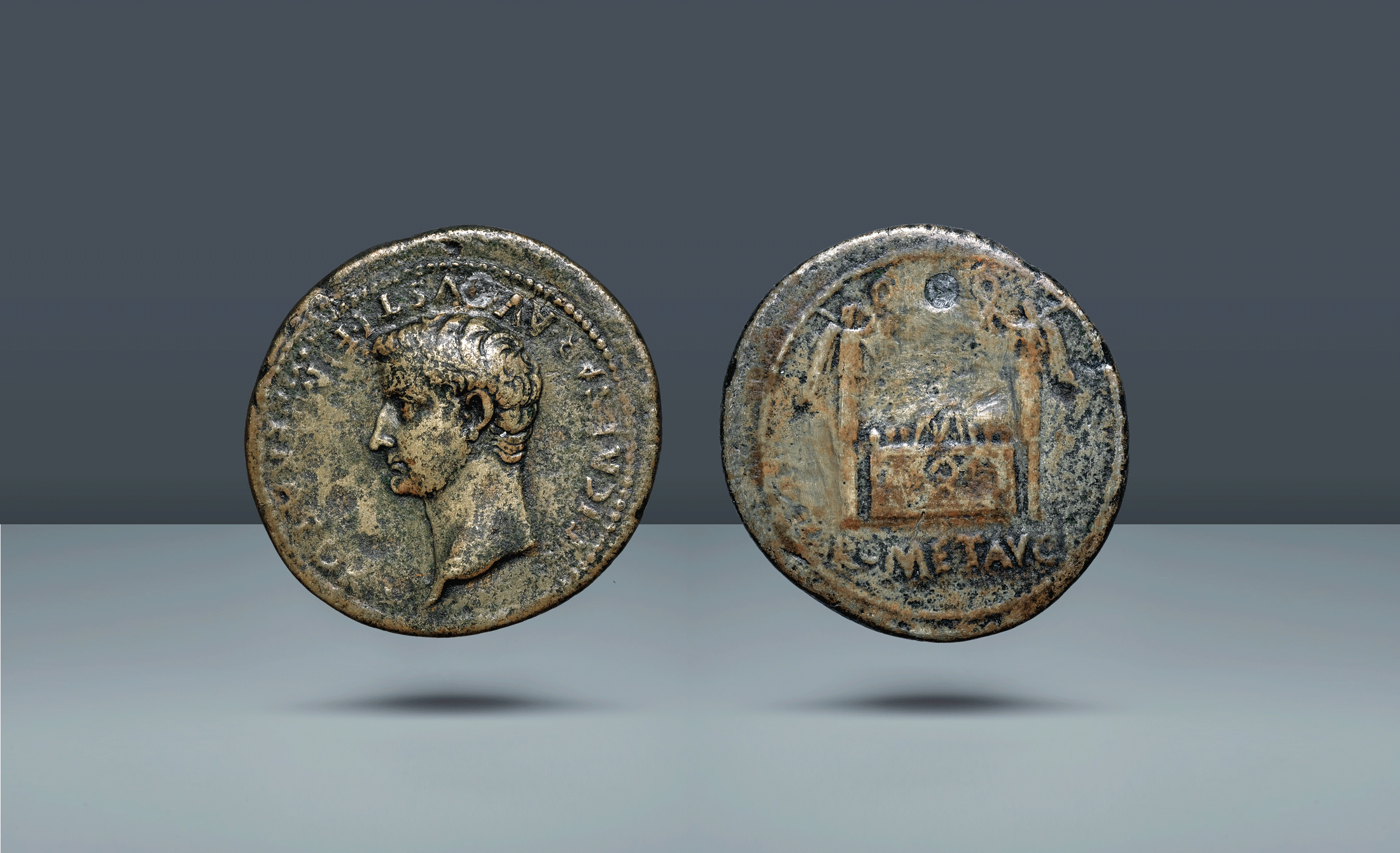 Tiberius caesar, Paduan Hybrid (Cavino Obverse and Genuine Reverse). c. 9-14 AD