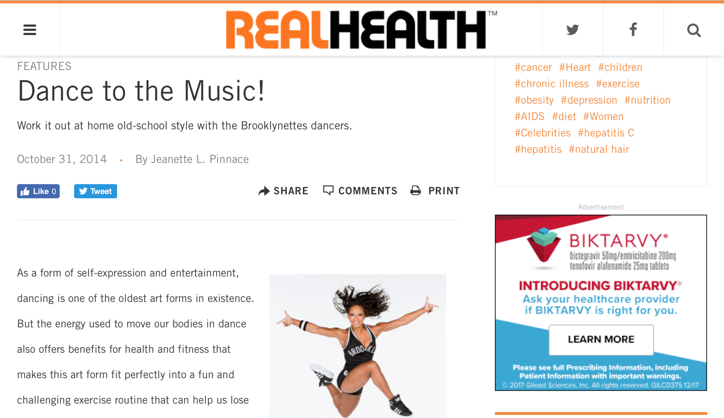 Real Health Magazine - Dance To The Music: At Home Workout