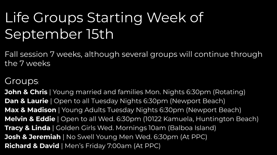 Life Groups (Week 1/7)