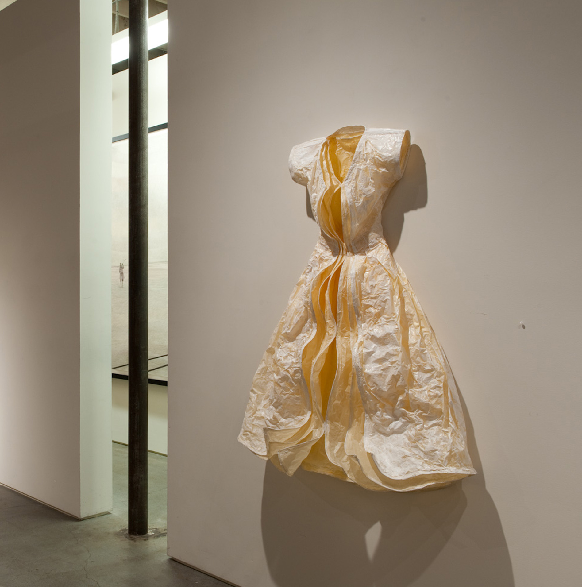   Shell,  2010.&nbsp; App. 5 1/2’ x 3 3/4’ x 2’ deep, wall-mounted. Paper, wire, acrylic. Winston Wachter Gallery, “Dress Envy,” Seattle, 2010. 