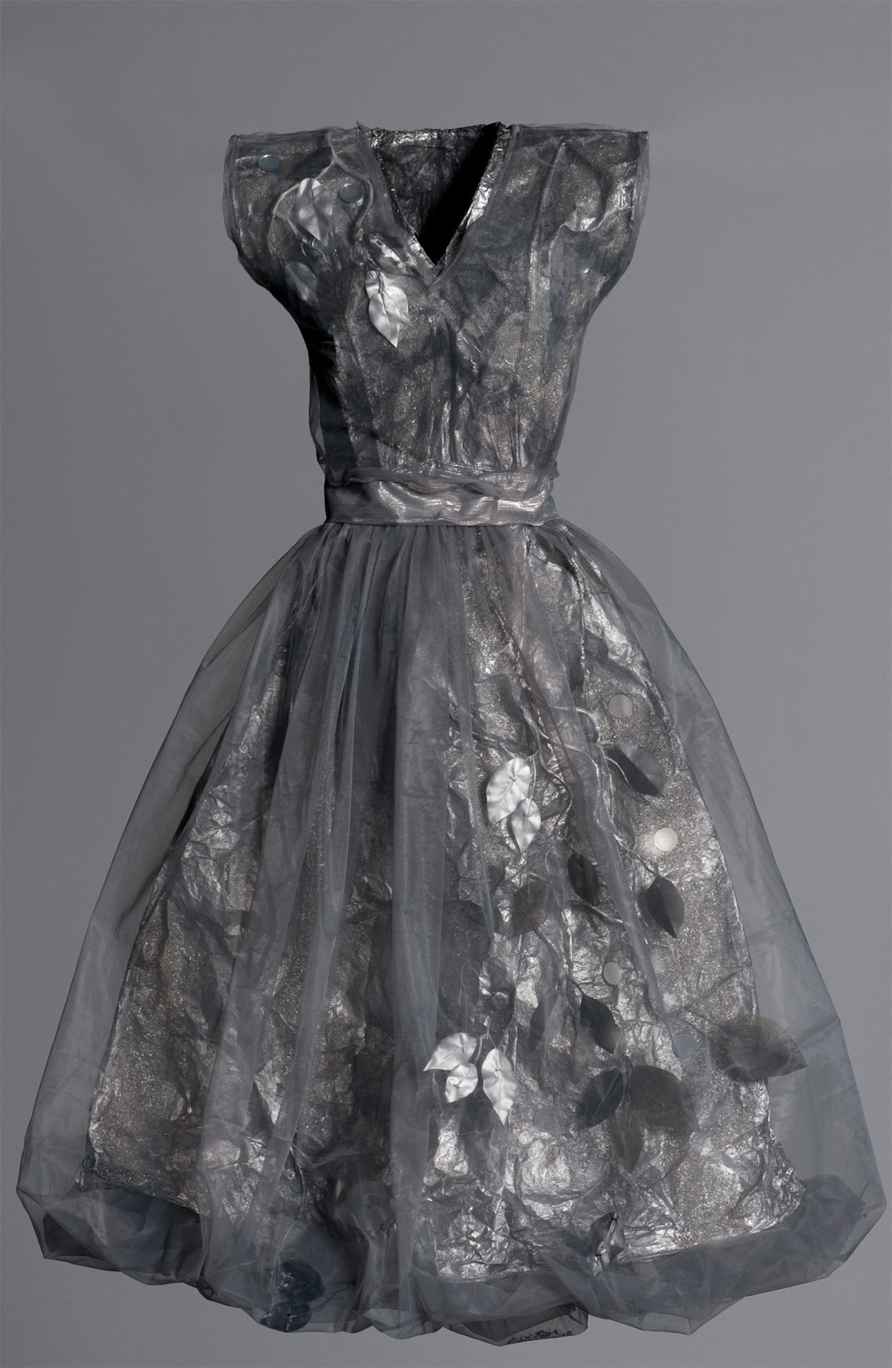   Dress for Persephone (Pére Lachaise) , 2010. Paper, mixed media, fabric, acrylic, mirrors, aluminum shaving, Mylar.&nbsp; App. 5 1/2’ x 3 3/4’ x 2’ deep, wall-mounted. 