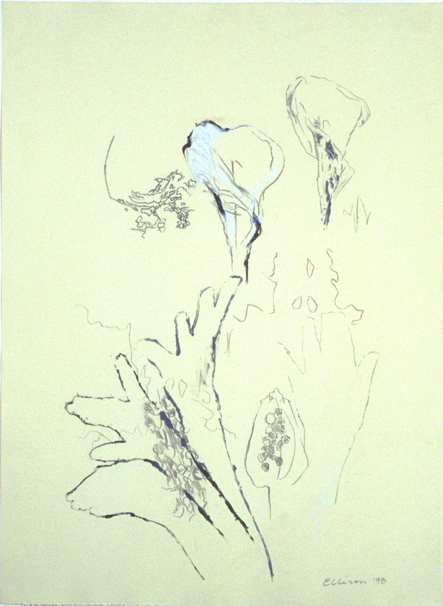 “Caught up Into Heaven,” 2001, monoprint on Rives BFK, 30” x 22.”