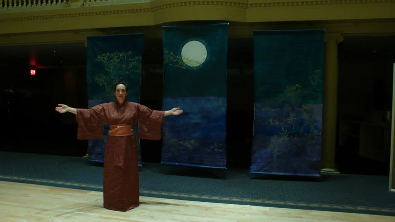 Moon in the Bucket , backdrop, costumes, set, Fisher Ensemble opera performed Judson Memorial Church, NYC, 2008.