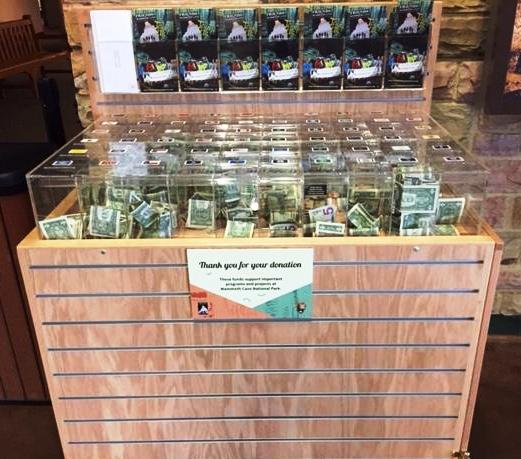 Donation boxes are located in the Visitor Center and Registration entrance at The Lodge at Mammoth Cave National Park.