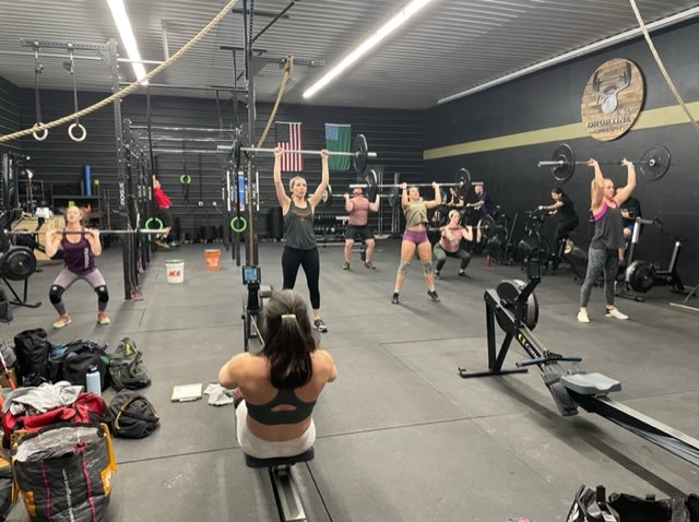 Barbell, Rowing, Pull-ups, CrossFit class