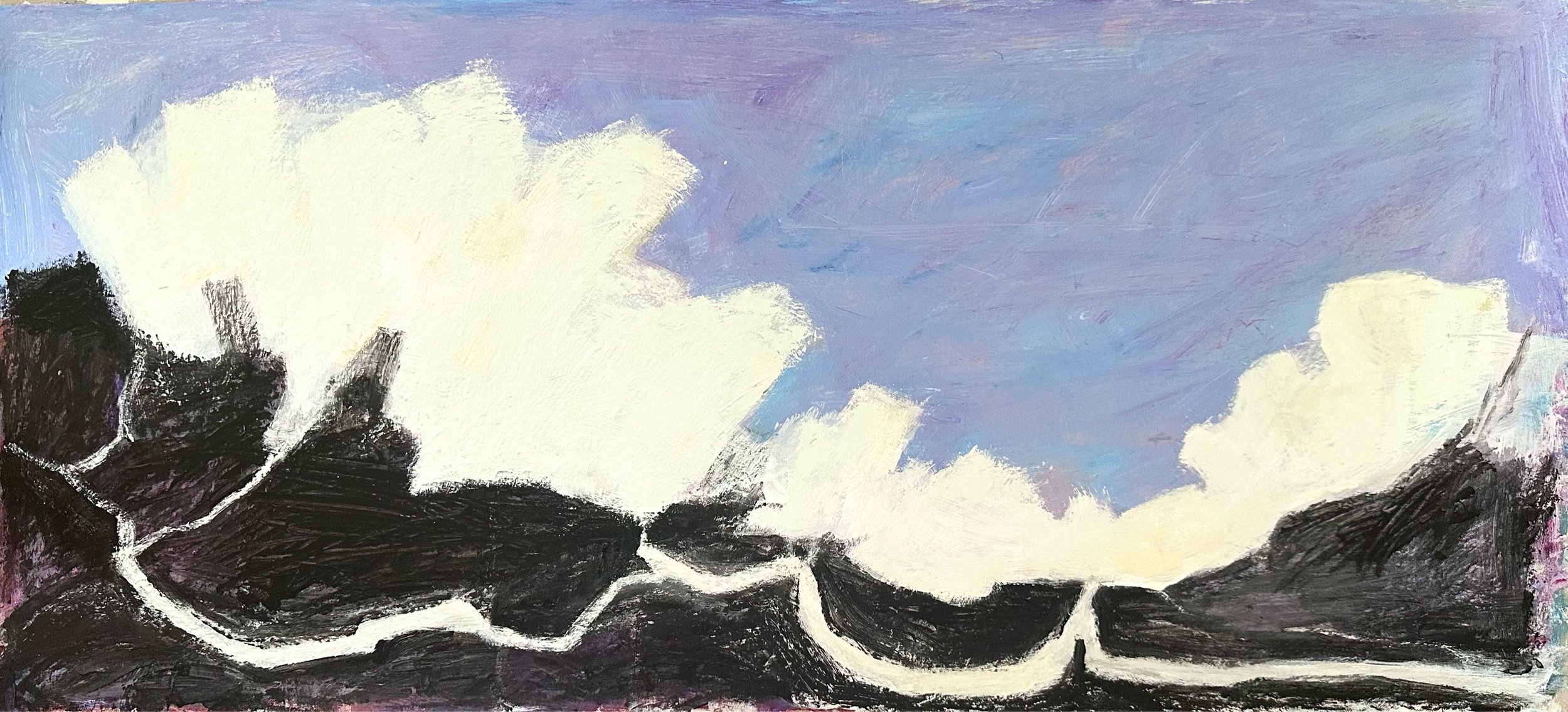 Crashing waves, acrylic on board, 320x700mm, 2026
  