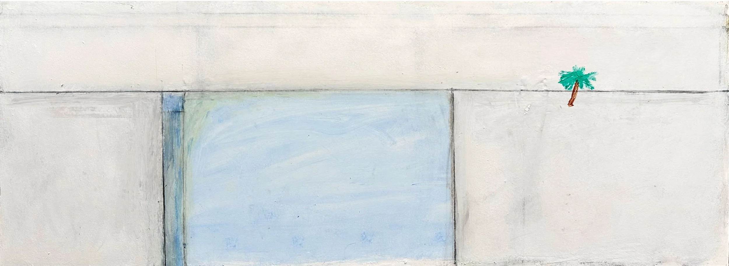 Oasis, Acrylic and charcoal on board 1030×390mm, 2025
  