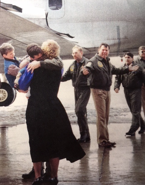 Pops seeing me for the first time after returning from war. (I'm the small bald head next to my older brother) I guess you could say this was our first family photo.