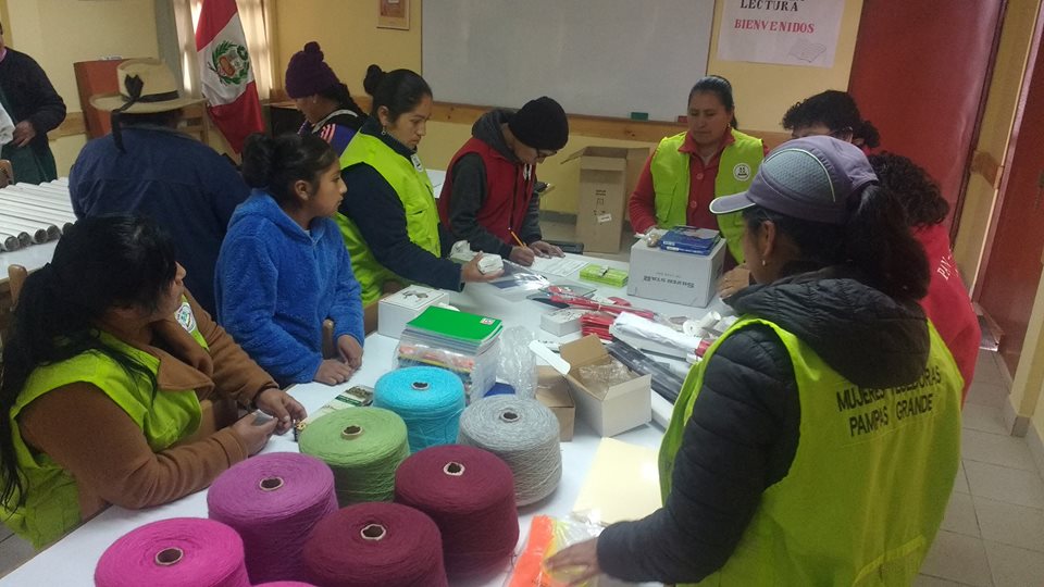 Crochet and knitting training session in one of Pan Peru’s community centers in Pampas (12,500 feet above sea level).