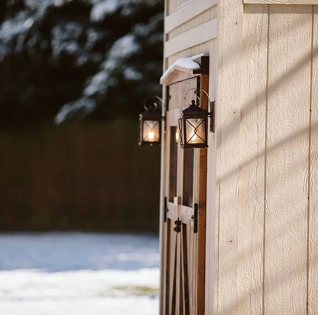 The exterior lights were the finishing touch to the shed, and the winter snow just pushes its aesthetic over the top! What do you think?