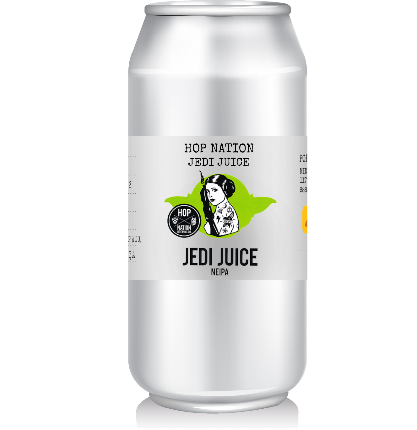 Hop Nation - Jedi Juice NEIPA Ahh Jedi Juice our old friend. Unrefined and unfiltered, this NEIPA pours hazy in the glass with a bright orange colour. Originally brewed for GABS 2017 it’s been an continuous hit every time Hop Nation decide to brew it again. We got our hands on a keg to bring you both 500mL and 250mL CANimals so you can savour it longer.