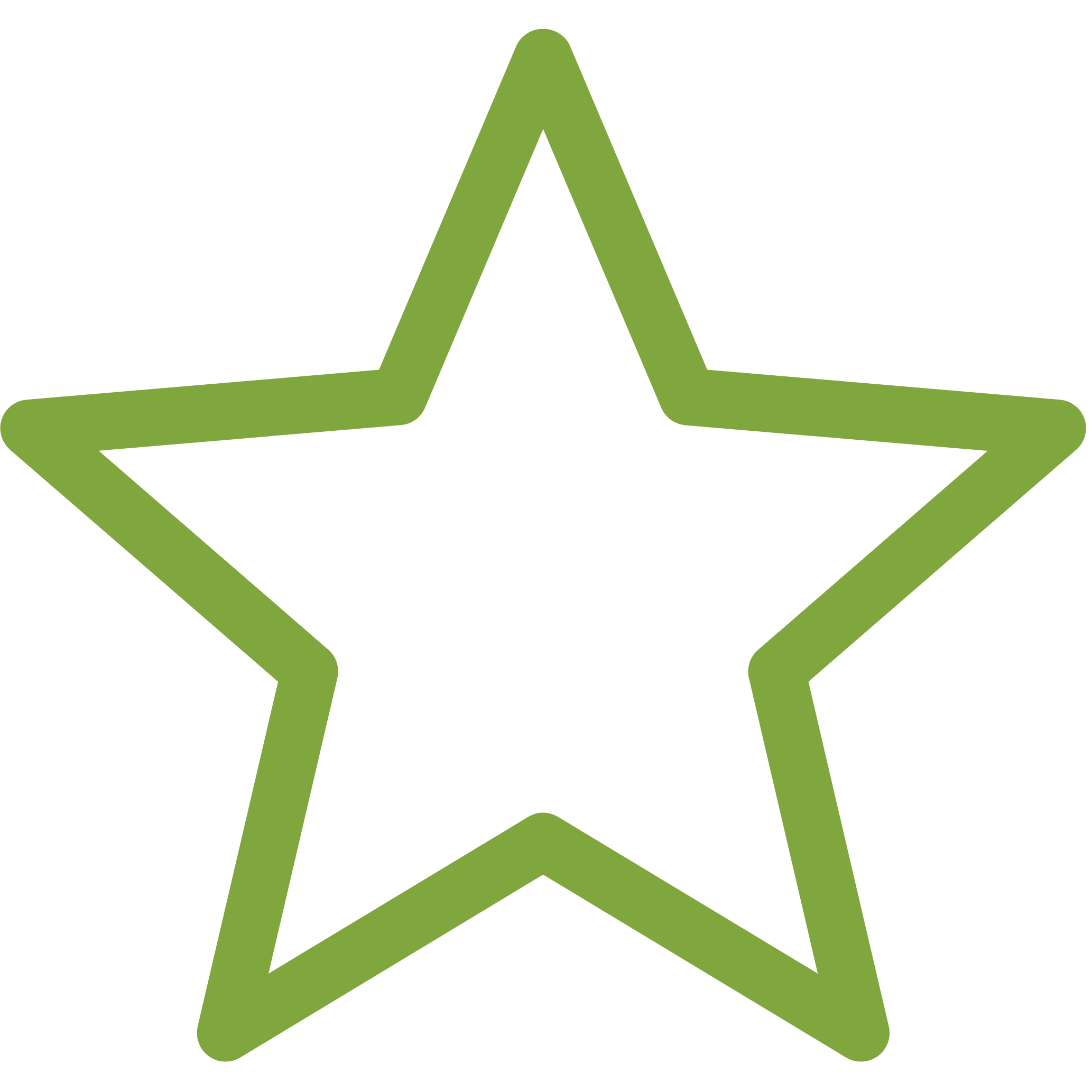Green outline of a star on a black background