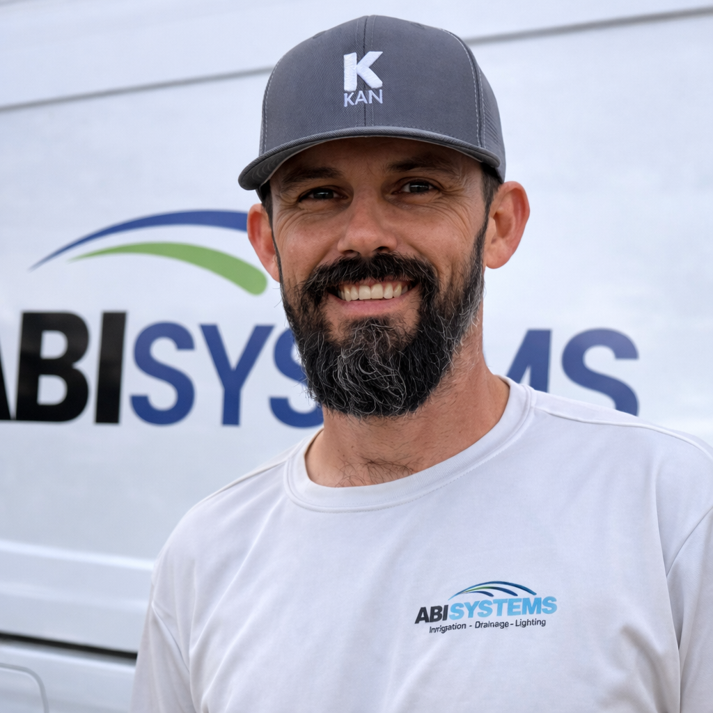 Chris Gulledge, Service Technician at ABI Systems, standing in front of an ABI Systems service vehicle in Northwest Arkansas