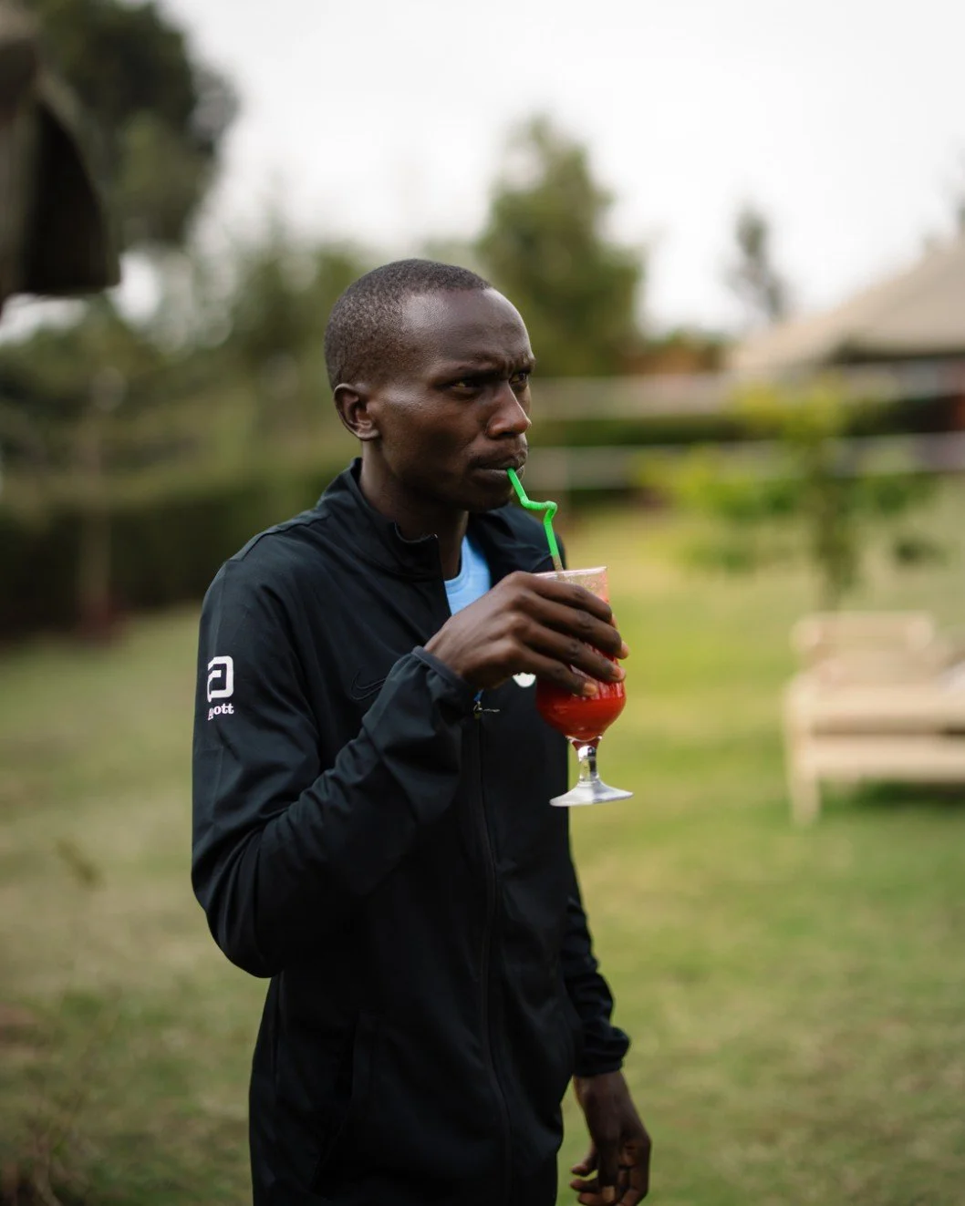 Joshua Cheptegei with cocktail juice 