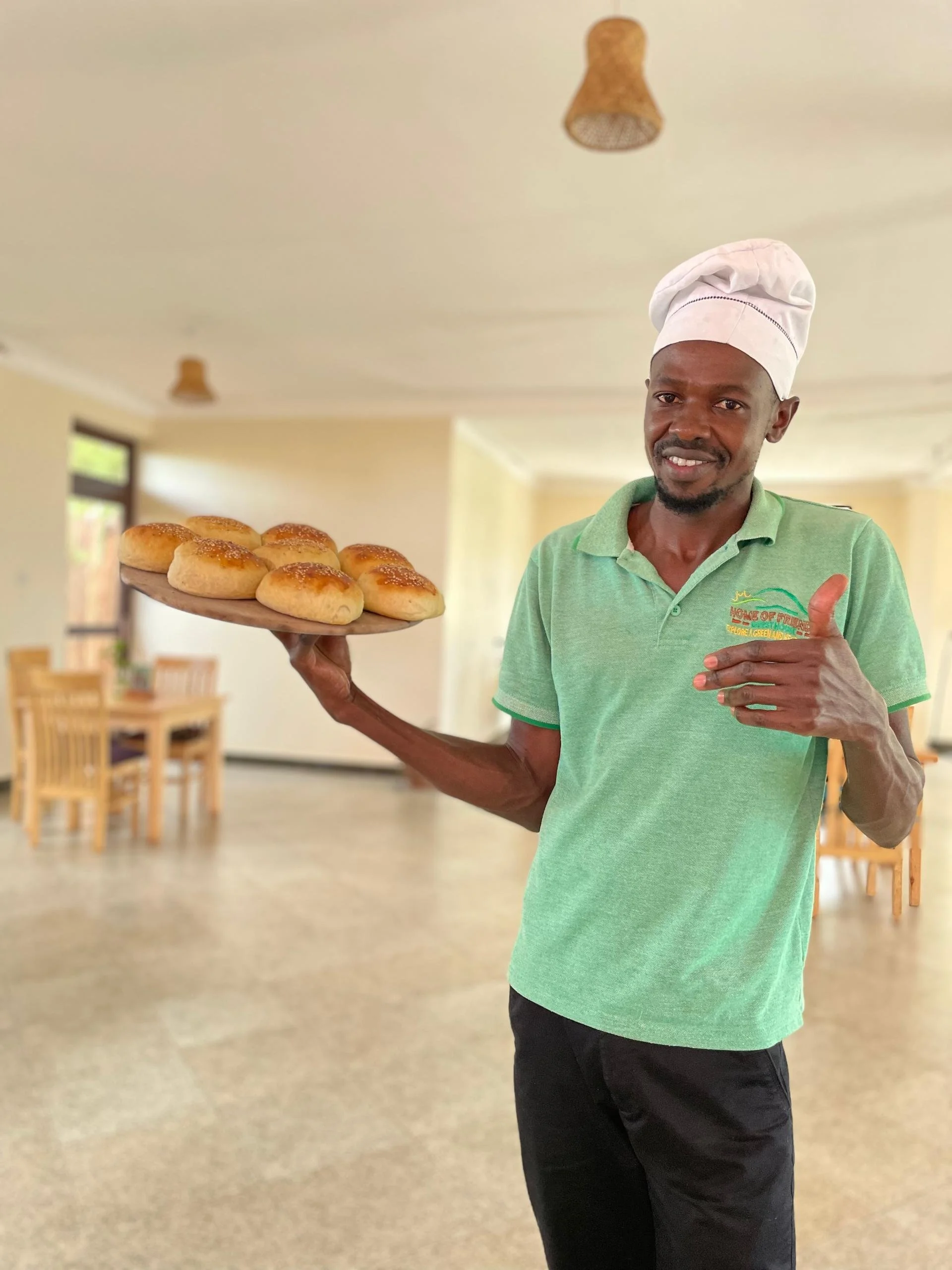 Chef with homemade bread