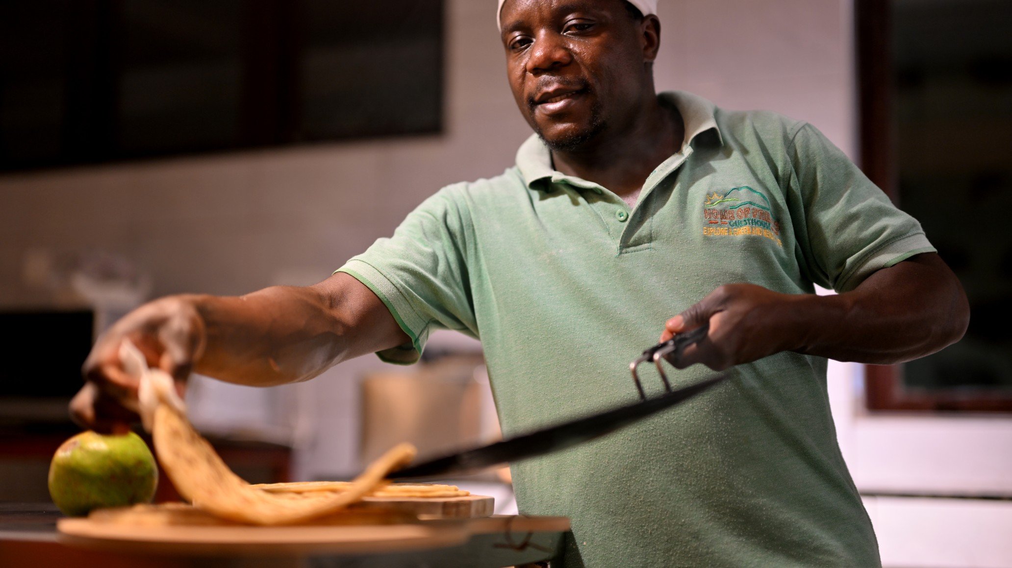 Chef Peter making chapatti