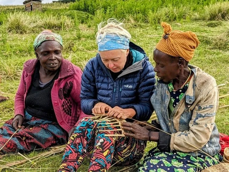 Bamboo basket weaving experience with Yatui women along the Mosopisiek Trail, Mount Elgon, Uganda.