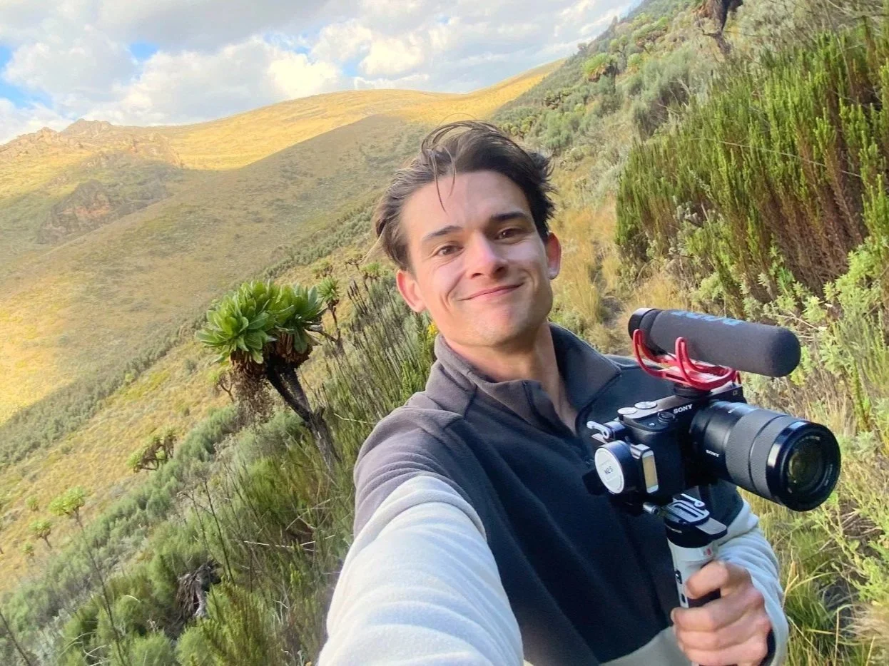Mauro filming in Mount Elgon National Park during six weeks of documentary production in Kapchorwa.