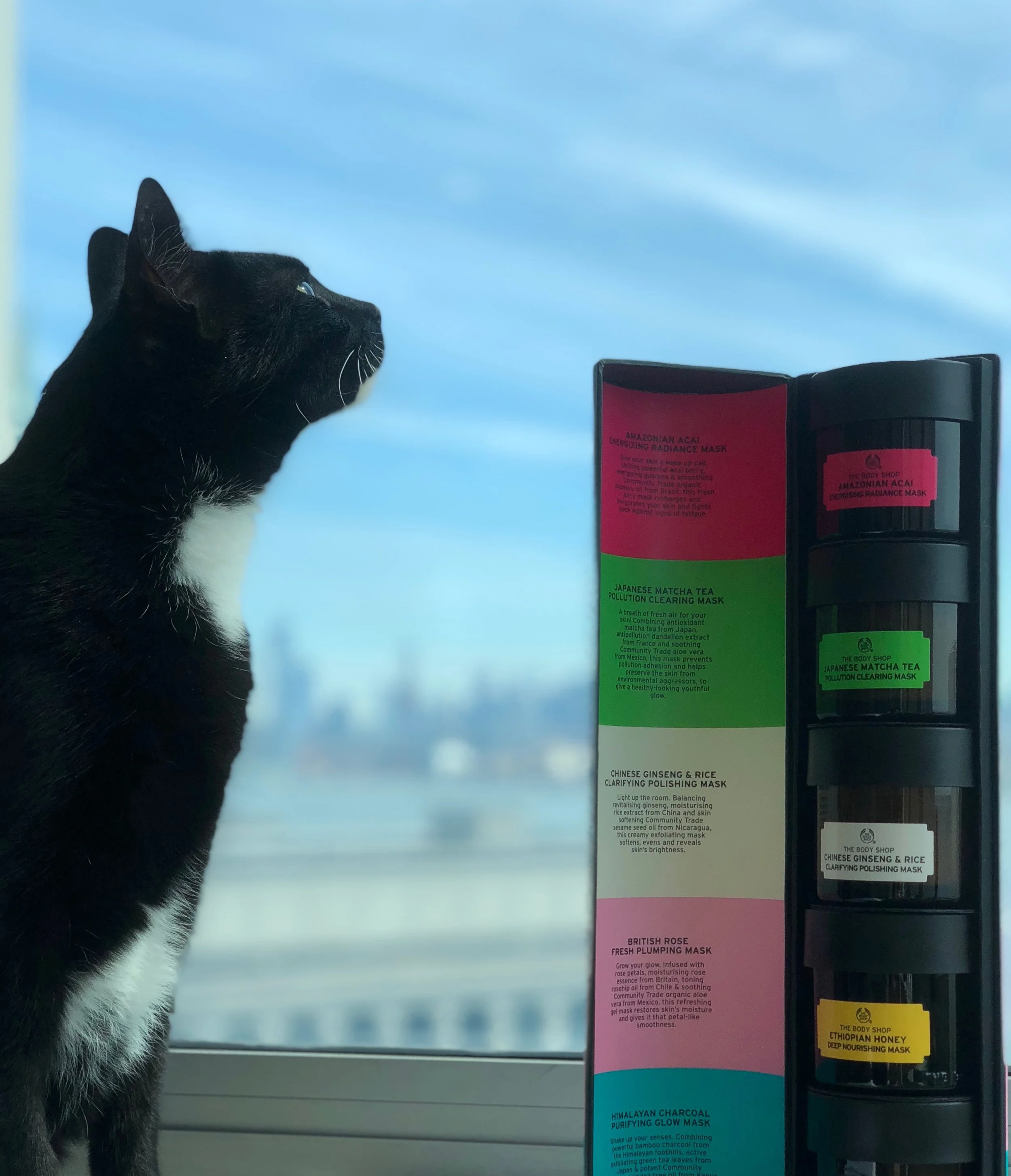 Orpheus is intrigued by The Body Shop's animal-friendly 100% Vegan Masks, too!