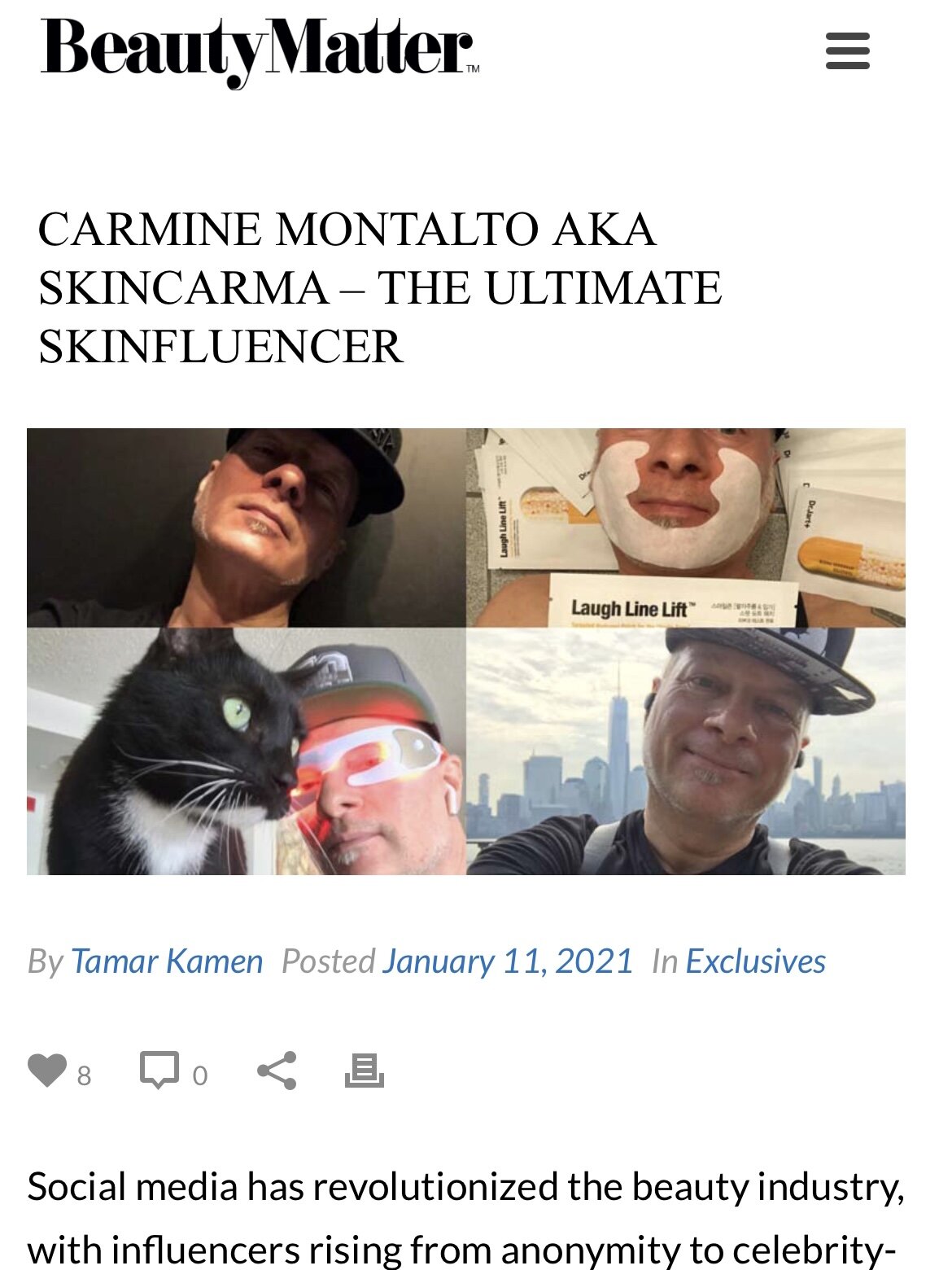SKINCARMA IN THE PRESS! BEAUTYMATTER: CARMINE MONTALTO AKA SKINCARMA – THE ULTIMATE SKINFLUENCER