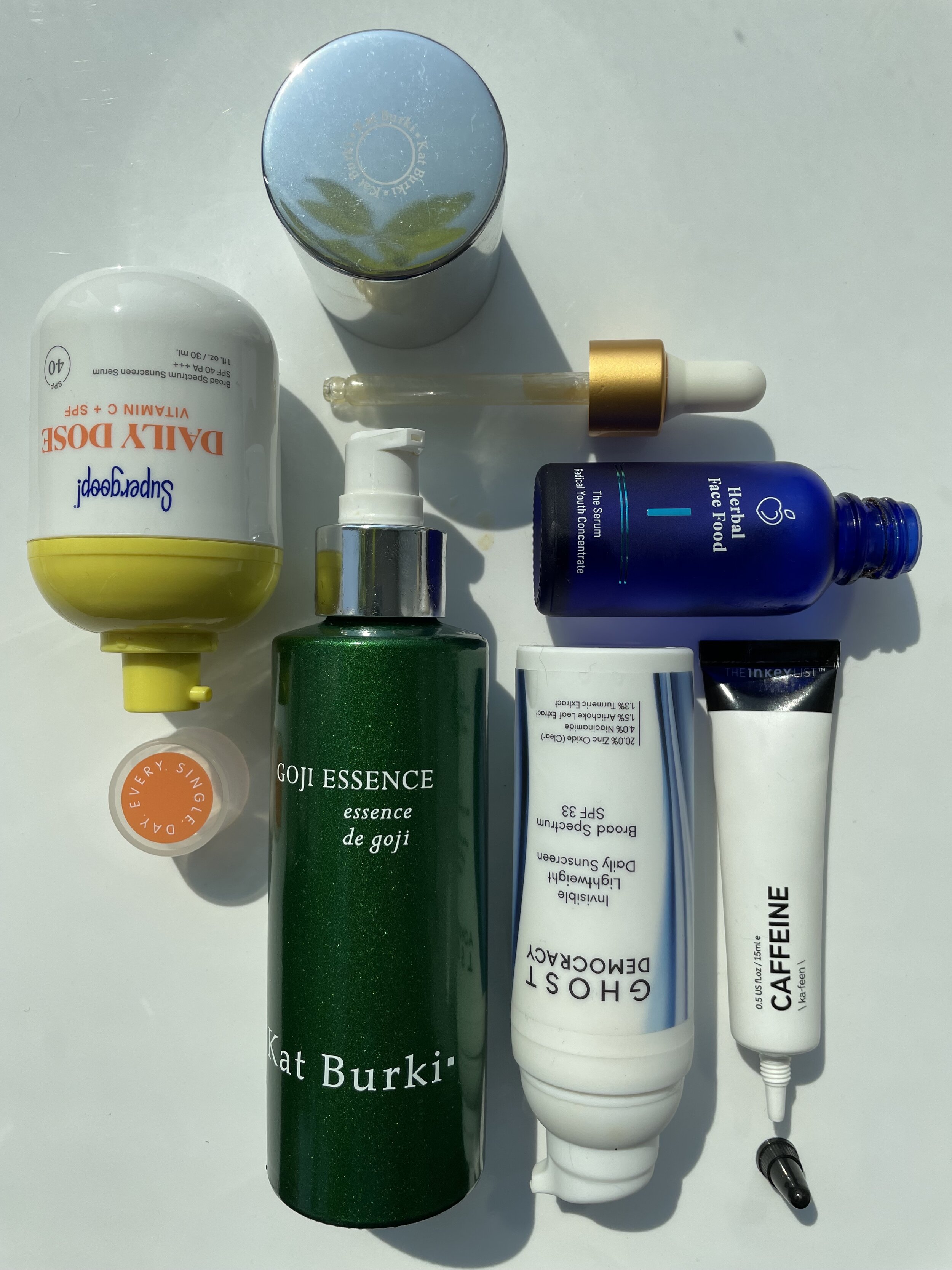 MY SUMMER EMPTIES 2021: THE INKEY LIST CAFFEINE EYE CREAM, SUPERGOOP! DAILY DOSE VITAMIN C + SPF 40 SUNSCREEN SERUM AND MORE