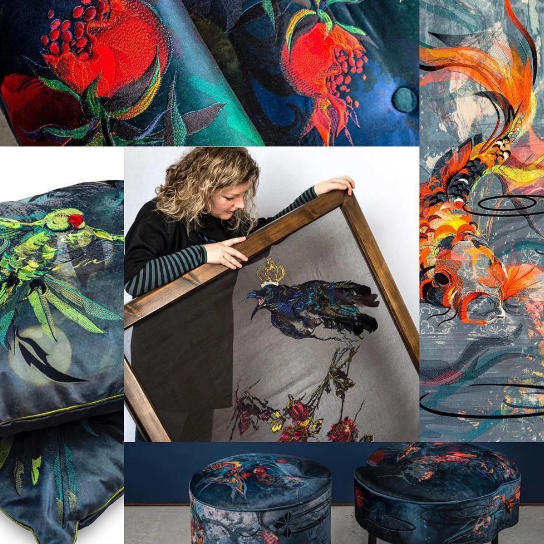 Jacky&nbsp;Puzey specializes in designing and producing digital embroidery for Interiors and Fashion