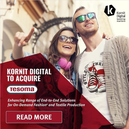 Kornit Digital to Acquire Tesoma─Enhancing Its Range of End-to-End Solutions for On-Demand Fashion and Textile Production