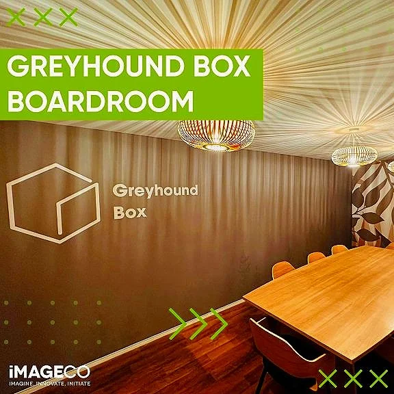 iMAGECO Digitally Prints PONGS® Descor® Track System From CMYUK To Transform An On-Site Meeting Room For Greyhound Box