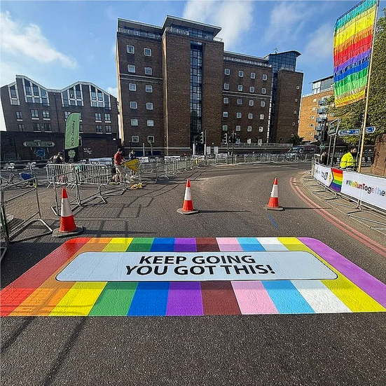 Massive Delivers Striking Rainbow Row Floor Graphics At 2026 TCS London Marathon Using Alumigraphics Grip From Soyang Europe