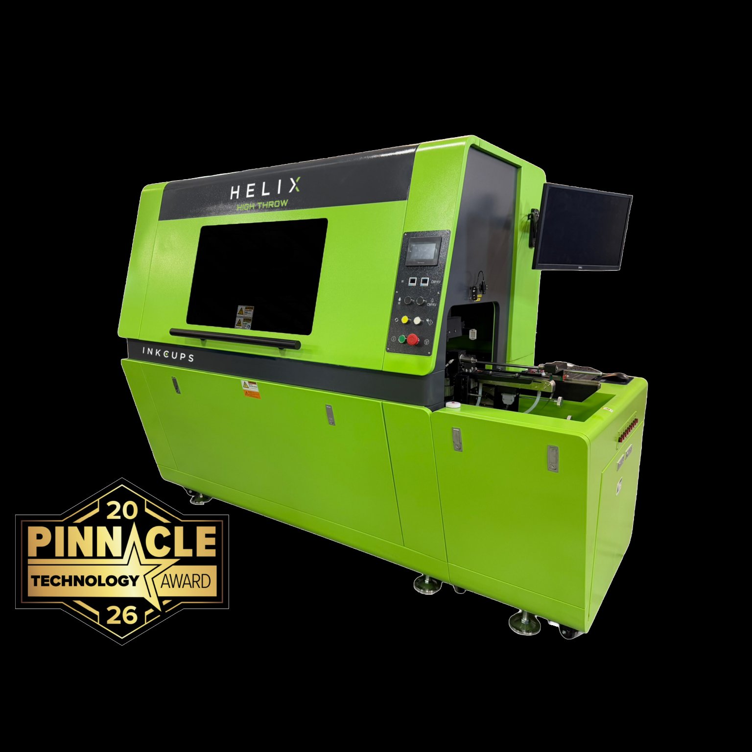 Inkcups celebrates PRINTING United Alliance Pinnacle Technology Award win for Helix® High Throw UV Cylindrical Printer