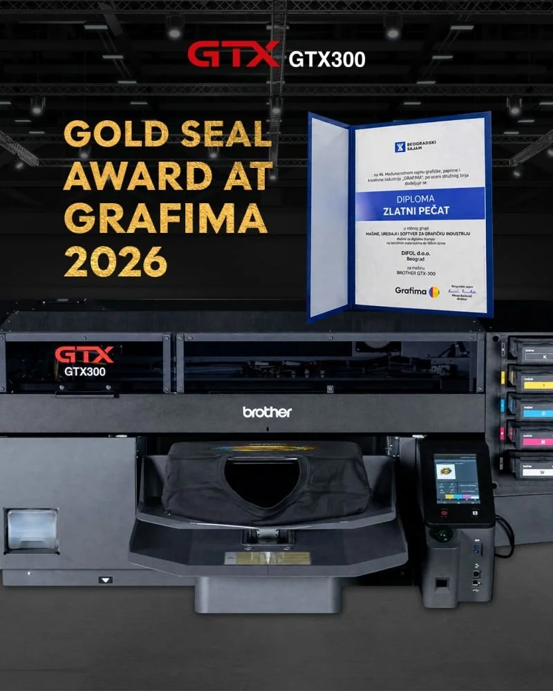 The Brother GTX300 Receives The Gold Seal Award At Grafima 2026 In Belgrade