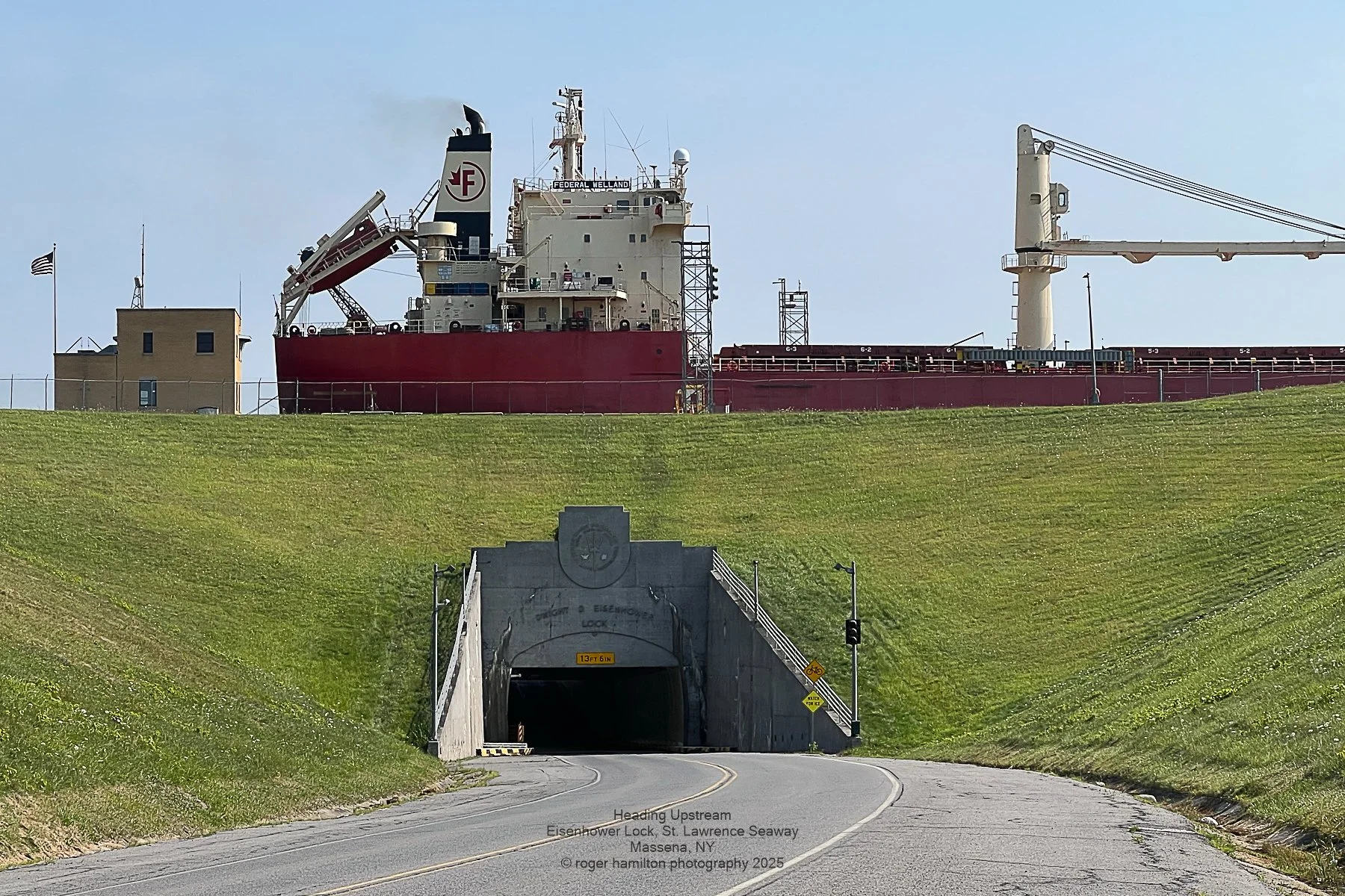 Leaving the Eisenhower Lock and heading upstream to the Great Lakes